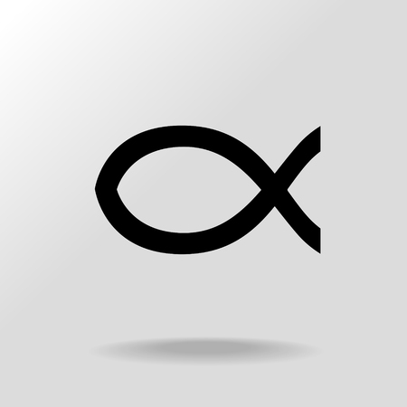 Vector illustrations of  Christian symbol Jesus Christ fish on a gray backgroundのイラスト素材