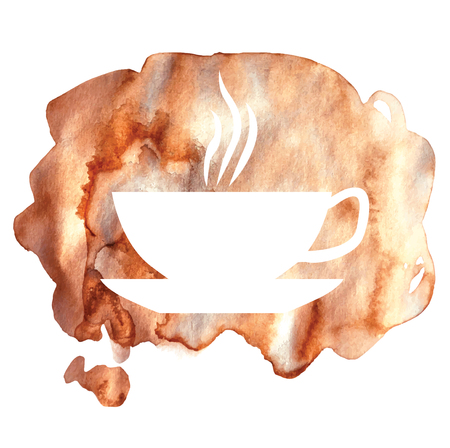 Vector illustrations of watercolor background with space for text in form coffee cupのイラスト素材