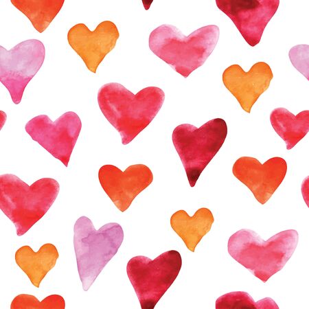 Vector illustrations of watercolor hearts pattern seamless for Valentine's Dayのイラスト素材