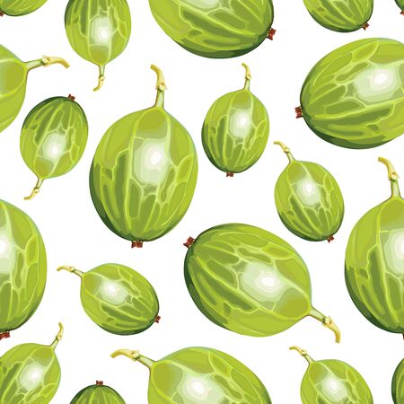 Vector illustrations of green gooseberries pattern seamlessのイラスト素材