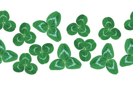 Vector illustrations of  St. Patrick's Day horizontal seamless garland of clover green leavesのイラスト素材