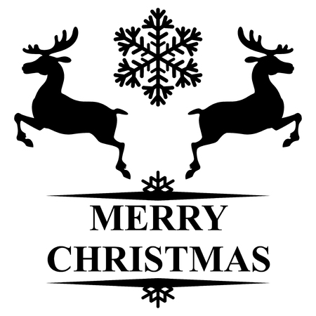 Vector illustrations of Christmas congratulatory symbol reindeers and snowflakesのイラスト素材