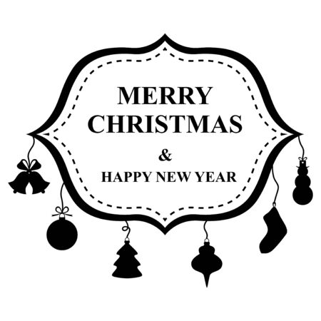  illustrations of Christmas congratulatory label decorated baublesのイラスト素材