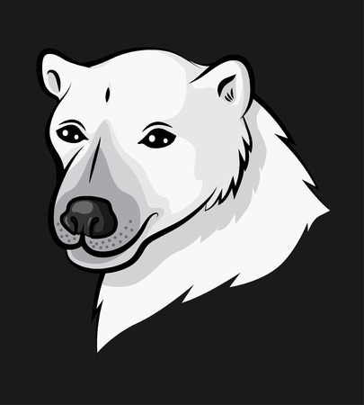 Vector illustrations of portrait contour cartoon polar bearのイラスト素材