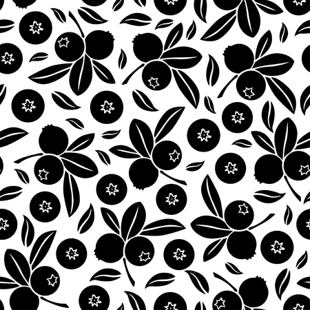 illustrations of silhouette image of blueberry seamless patternのイラスト素材
