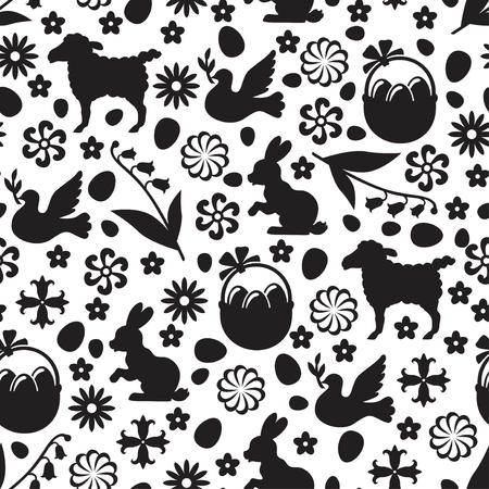 Vector illustrations of Easter cartoon symbol pattern seamlessのイラスト素材