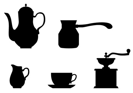 Vector illustrations of set of silhouettes of Appliance Coffeeのイラスト素材