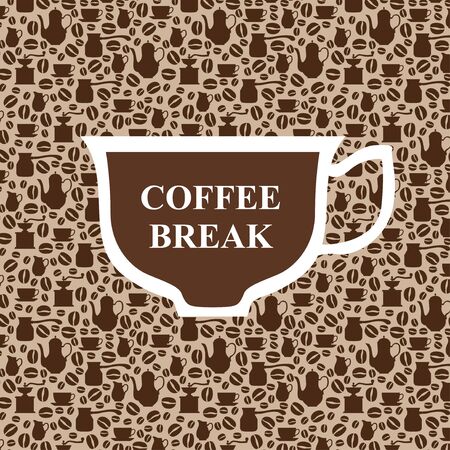 Vector illustrations of Coffee break brown background with capのイラスト素材