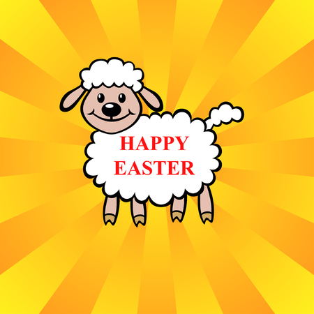 Vector illustrations of Easter lamb greeting cardのイラスト素材