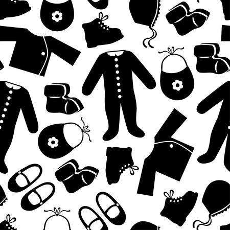 Vector illustrations of baby clothes pattern seamless isolated on white backgroundのイラスト素材