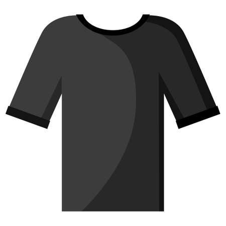 Vector illustrations of cartoon t-shirt icon isolated on white background. Black t-shirtのイラスト素材