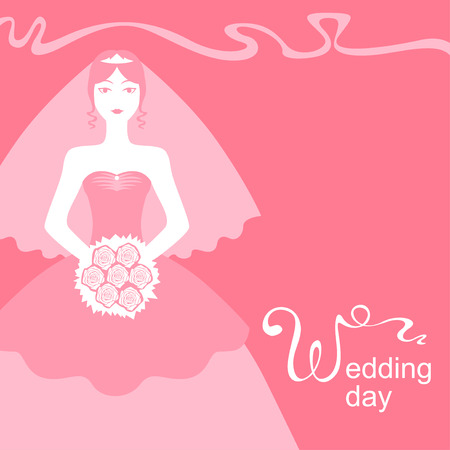 Vector illustrations wedding greeting with brideのイラスト素材