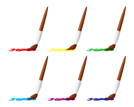 Vector illustrations set of brushes draw colorful paintsのイラスト素材