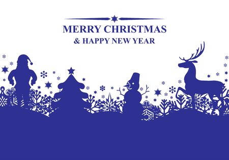 Vector illustrations of Christmas snowflakes blue bannerのイラスト素材