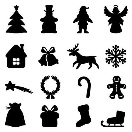 Vector illustrations of greeting Christmas symbol set isolated on white backgroundのイラスト素材