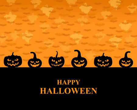 Vector illustrations of greeting pumpkins cardのイラスト素材