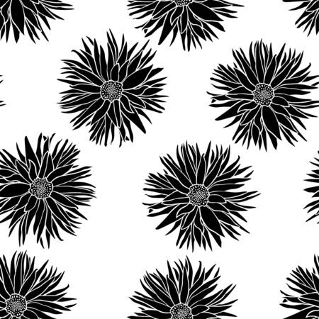 Illustrations of Dahlias flowers patternのイラスト素材