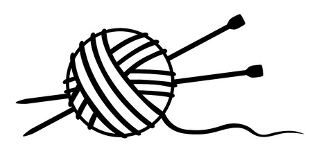 Vector illustrations of tangle of thread and knitting needles iconのイラスト素材