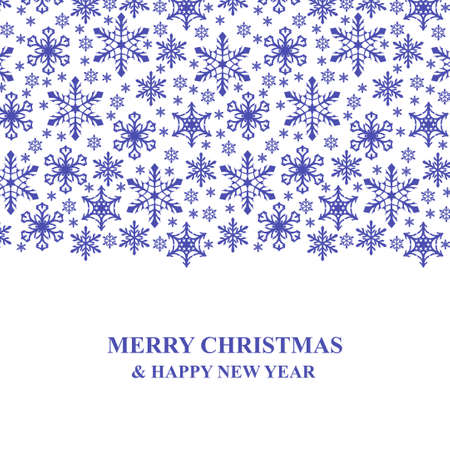 Vector illustrations of Christmas congratulatory card with blue snowflakes ornamentのイラスト素材