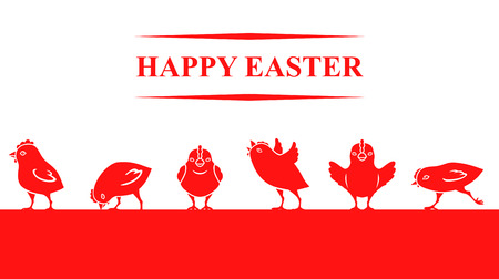 Vector illustrations of Easter banner with chickensのイラスト素材