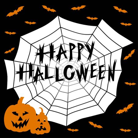 Vector illustrations of Halloween greeting card on black backgroundのイラスト素材