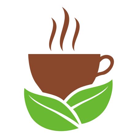 Vector illustrations of cup of tea and tea leavesのイラスト素材