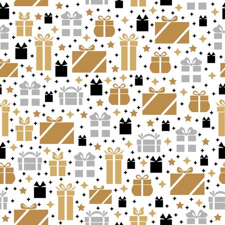 Vector illustrations of Christmas pattern seamless of giftsのイラスト素材