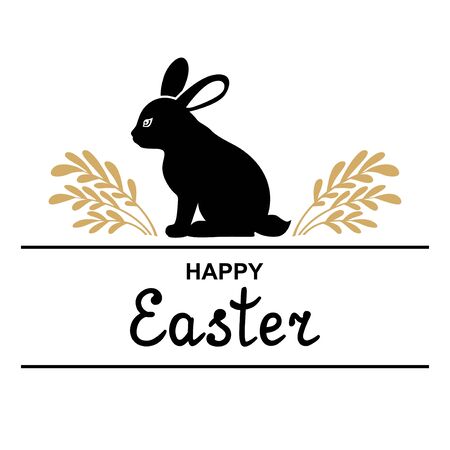 Vector illustrations of Easter decorative icon with rabbit and branchesのイラスト素材