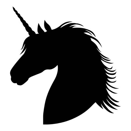 Vector illustrations of silhouette head horned mycology unicornのイラスト素材