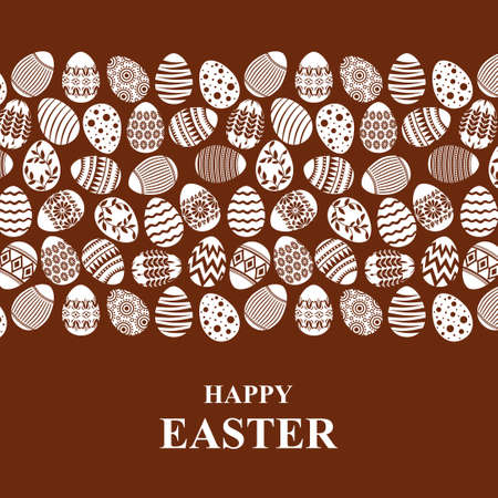Vector illustrations of Easter card with decorative eggs ornament on chocolate backgroundのイラスト素材