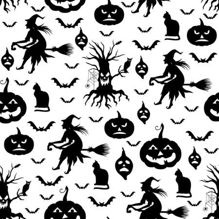 Vector illustrations of Halloween greeting pattern seamlessのイラスト素材