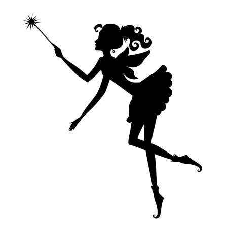 Vector illustrations of Fairy silhouette iconのイラスト素材