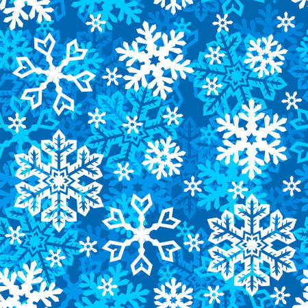 Vector illustrations of Christmas snowflakes pattern seamless on blue backgroundのイラスト素材