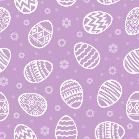 Vector illustrations of Easter decorative pattern seamless on purple backgroundのイラスト素材
