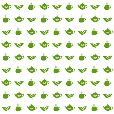 Vector illustrations of green tea pattern seamlessのイラスト素材