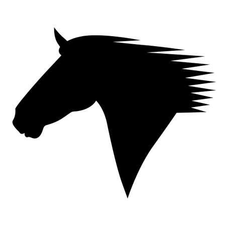 Vector illustrations of silhouette horse heads in profile iconのイラスト素材