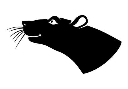 Vector illustrations silhouette of rat muzzle iconのイラスト素材