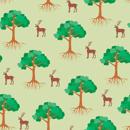 Vector illustrations of forest pattern seamlessのイラスト素材