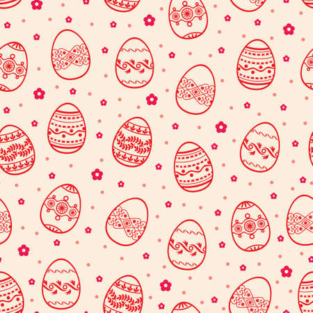 Vector illustrations of Easter decorative pattern seamless with eggsのイラスト素材