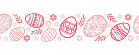 Vector illustrations of Easter decorative background horizontal pattern seamless. Pattern brushのイラスト素材
