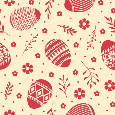 Vector illustrations of Easter decorative background pattern seamlessのイラスト素材