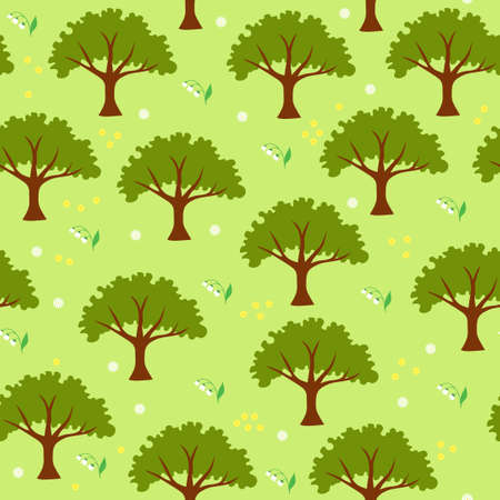 Vector illustrations of spring forest pattern seamlessのイラスト素材