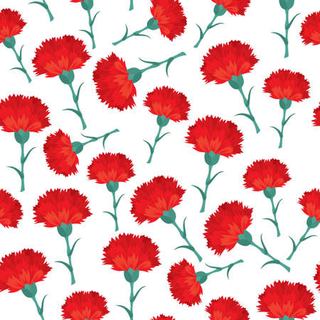 Vector illustrations of carnation flowers pattern seamless ornamentのイラスト素材
