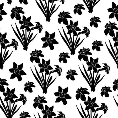 Vector illustrations of pattern seamless with narcissus flowersのイラスト素材