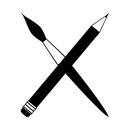 Vector illustration of crossed brush and pencil iconのイラスト素材