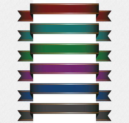 set of different colored ribbon bannersのイラスト素材