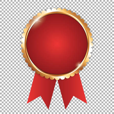 Red award banner with golden frame and red ribbonsのイラスト素材
