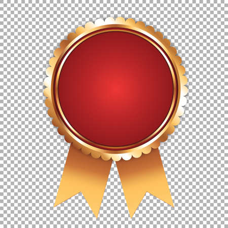 Red award banner with golden frame and golden ribbonsのイラスト素材