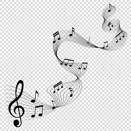 Musical notes melody on transparent backgroundのイラスト素材