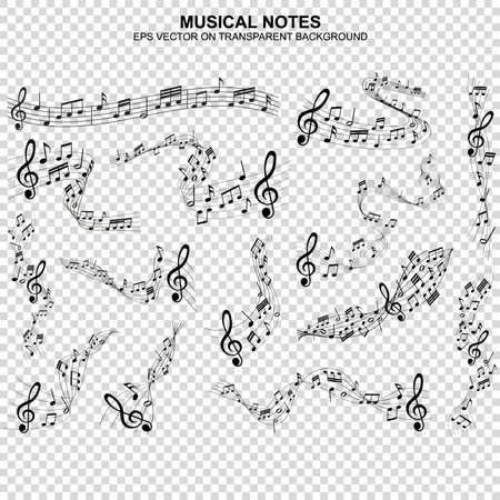 Musical notes melody on transparent backgroundのイラスト素材